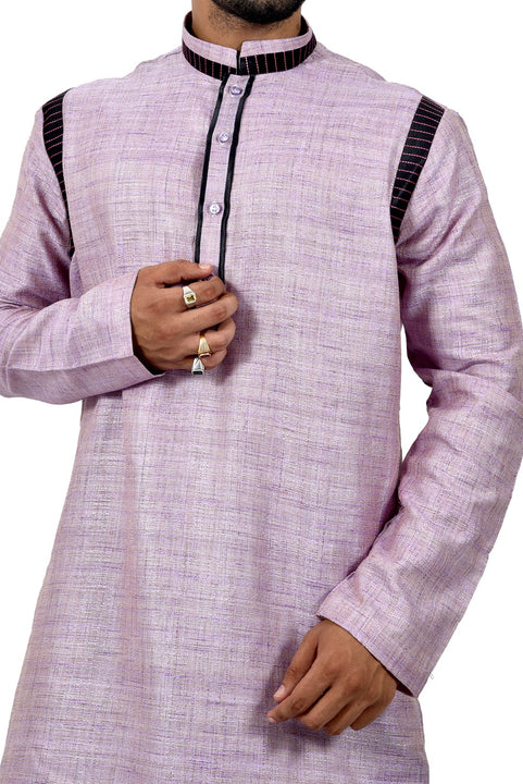 Indian Traditional Cotton Silk Lavender Kurta Pajama for Men