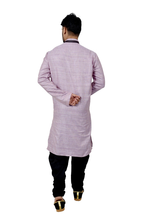 Indian Traditional Cotton Silk Lavender Kurta Pajama for Men