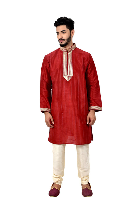 Indian Traditional Silk Maroon Kurta Pajama for Men