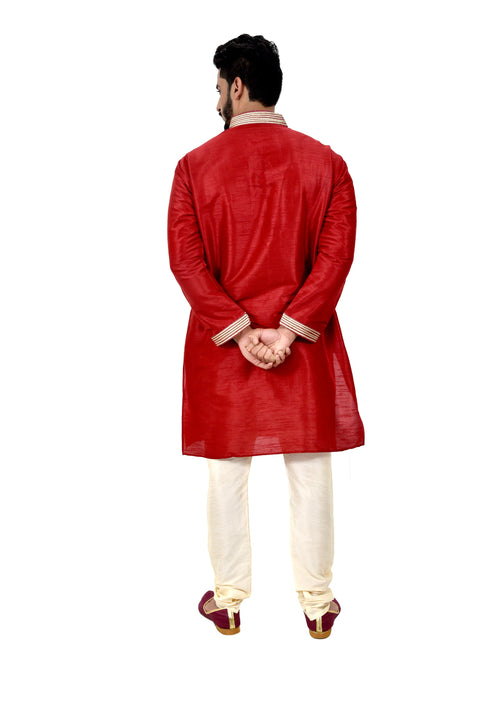 Indian Traditional Silk Maroon Kurta Pajama for Men