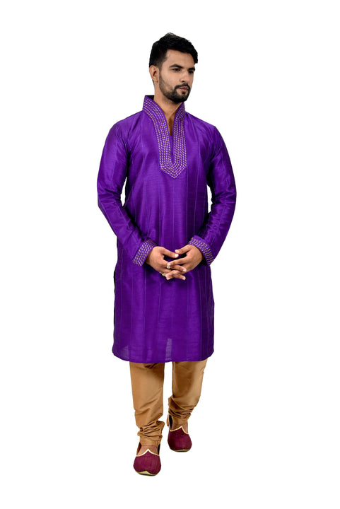 Indian Traditional Silk Purple Kurta Pajama for Men