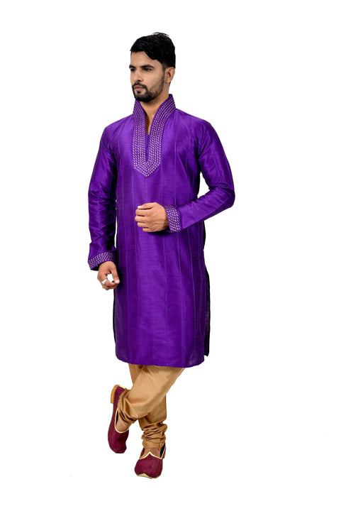 Indian Traditional Silk Purple Kurta Pajama for Men