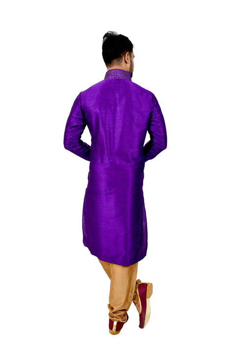 Indian Traditional Silk Purple Kurta Pajama for Men