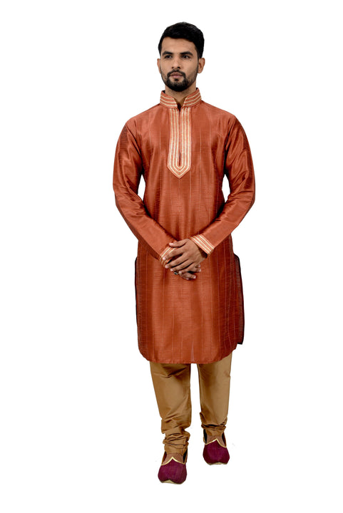 Indian Traditional Silk Sienna Kurta Pajama for Men