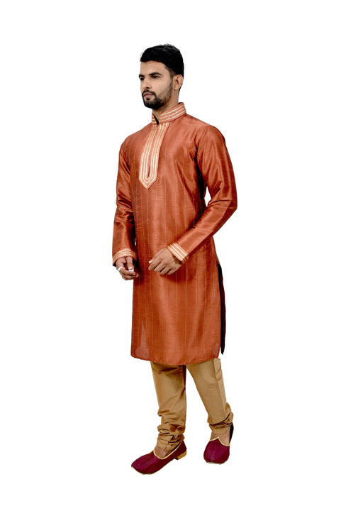 Indian Traditional Silk Sienna Kurta Pajama for Men