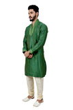 Indian Traditional Ghiccha Silk Green Kurta Pajama for Men