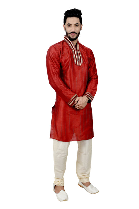 Indian Traditional Silk Maroon Kurta Pajama for Men