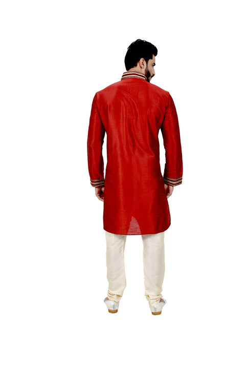 Indian Traditional Silk Maroon Kurta Pajama for Men