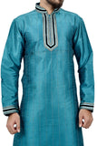 Indian Traditional Silk Peacock Blue Kurta Pajama for Men