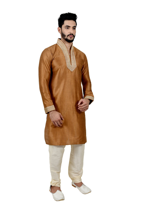 Indian Traditional Ghiccha Silk Peru Kurta Pajama for Men