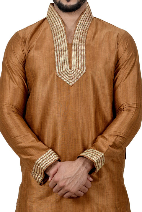 Indian Traditional Ghiccha Silk Peru Kurta Pajama for Men