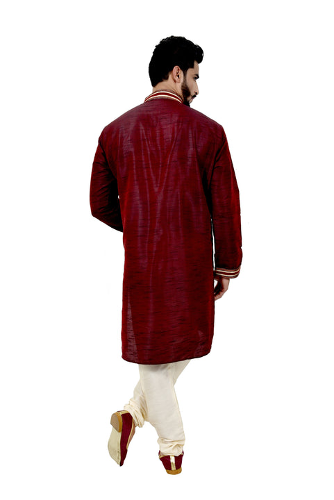 Indian Traditional Silk Maroon Kurta Pajama for Men