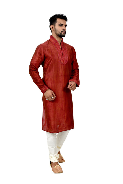 Indian Traditional Ghiccha Silk Blue Kurta Pajama for Men