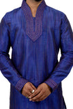 Indian Traditional Ghiccha Silk Blue Kurta Pajama for Men