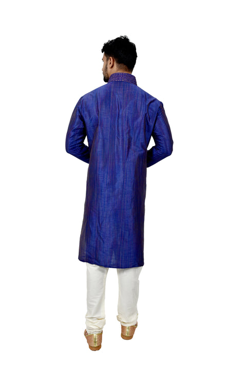 Indian Traditional Ghiccha Silk Blue Kurta Pajama for Men