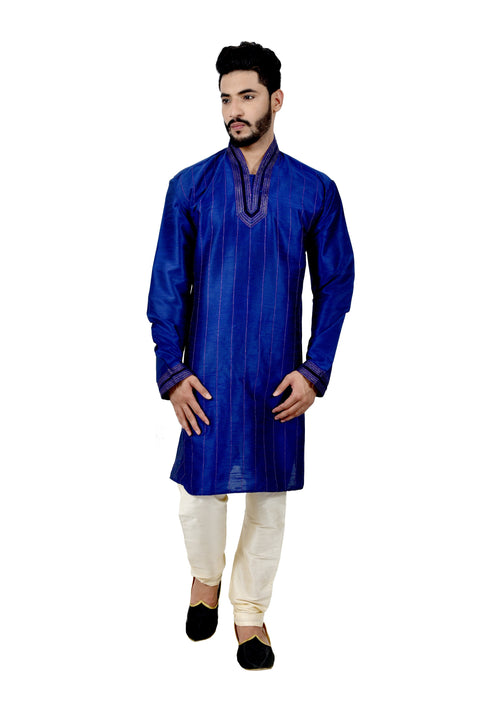 Indian Traditional Silk Blue Kurta Pajama for Men