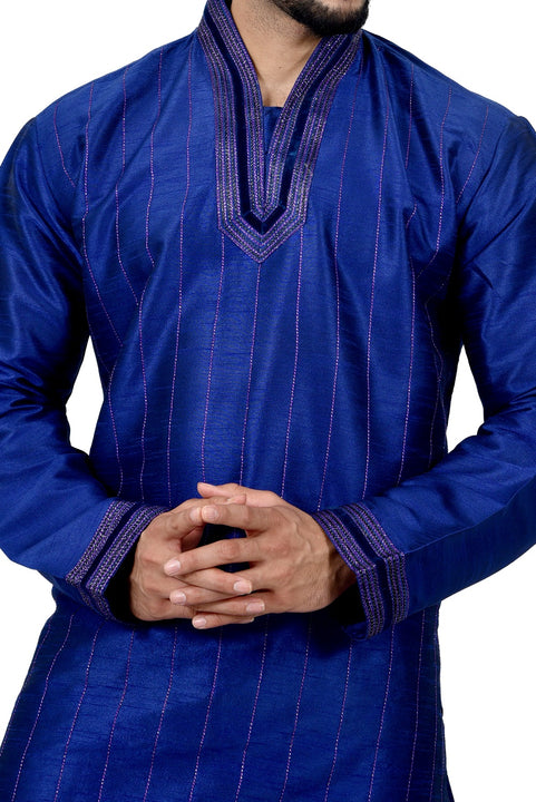 Indian Traditional Silk Blue Kurta Pajama for Men