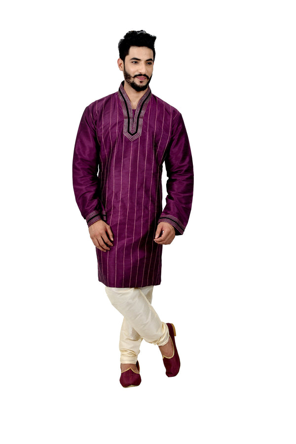 Indian Traditional Silk Purple Kurta Pajama for Men