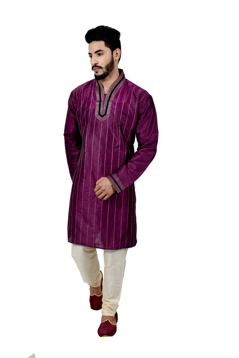 Indian Traditional Silk Purple Kurta Pajama for Men