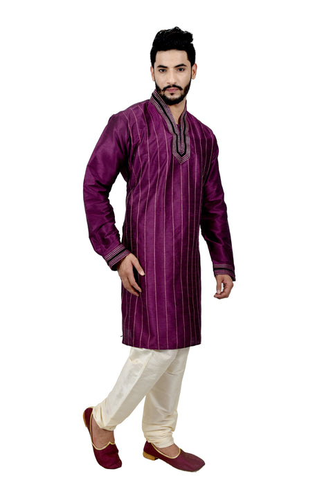 Indian Traditional Silk Purple Kurta Pajama for Men