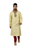 Indian Traditional Brocade Silk Lemonchiffon Kurta Pajama for Men