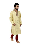 Indian Traditional Brocade Silk Lemonchiffon Kurta Pajama for Men