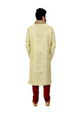 Indian Traditional Brocade Silk Lemonchiffon Kurta Pajama for Men