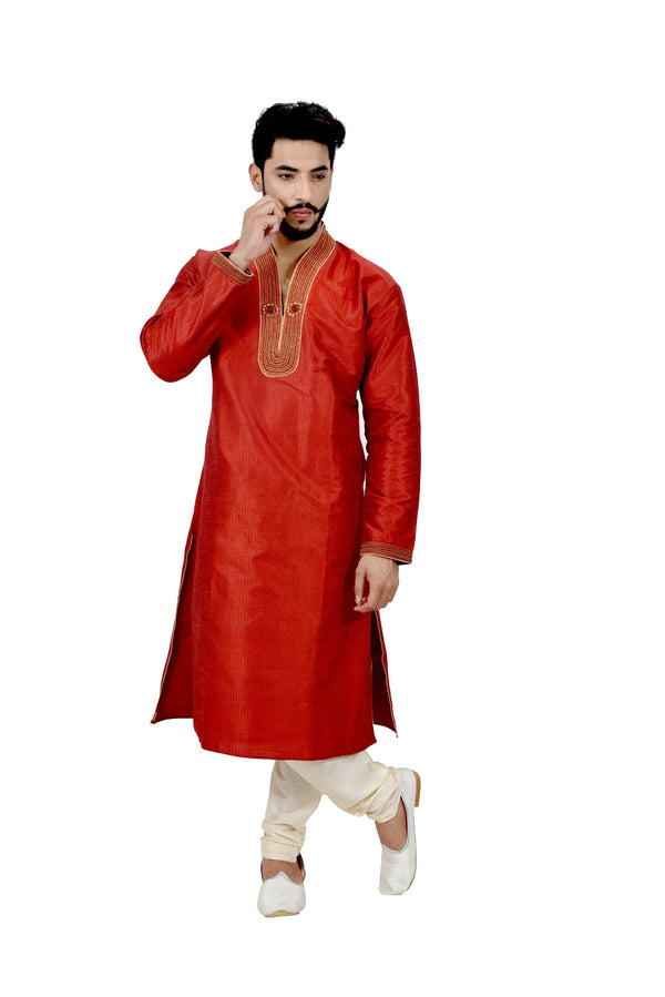 Indian Traditional Silk Red Kurta Pajama for Men