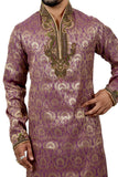 Indian Traditional Brocade Silk Purple Kurta Pajama for Men