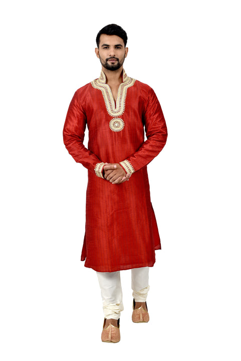 Indian Traditional Silk Red Kurta Pajama for Men