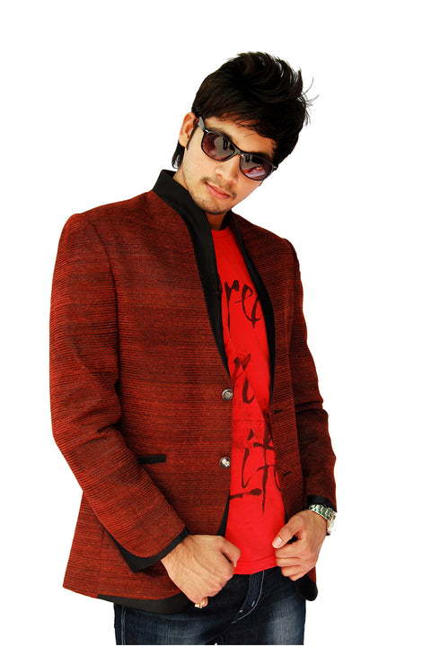 Trendy Apple Cut Rust Blazer for Men