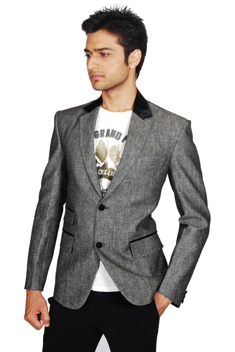 Stylish Modern Grey Linen Blazer for Men