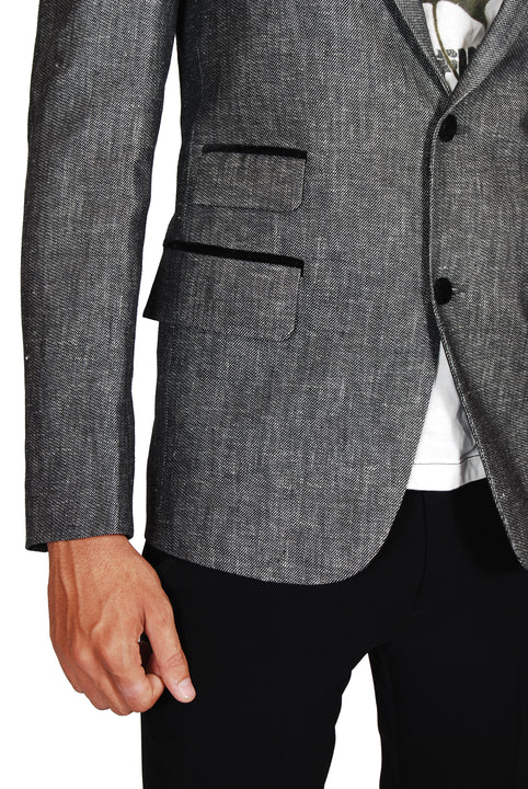 Stylish Modern Grey Linen Blazer for Men