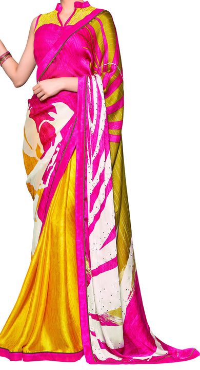 Mystical Designer Crepe Satin Iconic Sari Saree D-304