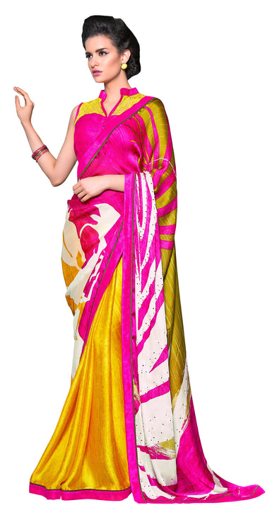 Mystical Designer Crepe Satin Iconic Sari Saree D-304