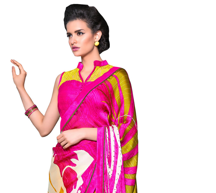 Mystical Designer Crepe Satin Iconic Sari Saree D-304