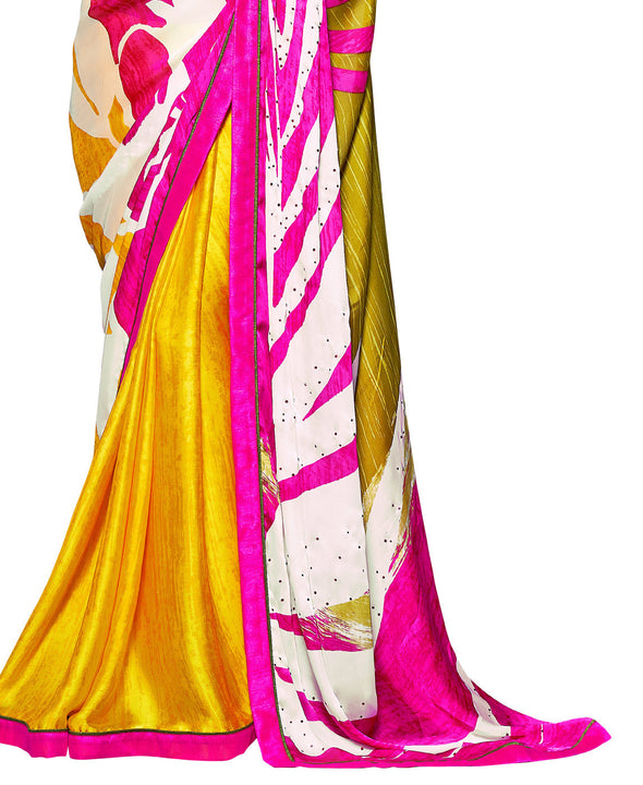 Mystical Designer Crepe Satin Iconic Sari Saree D-304