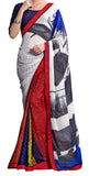Digital Print Exclusive Crepe Silk Red Georgette Saree Sari D-307