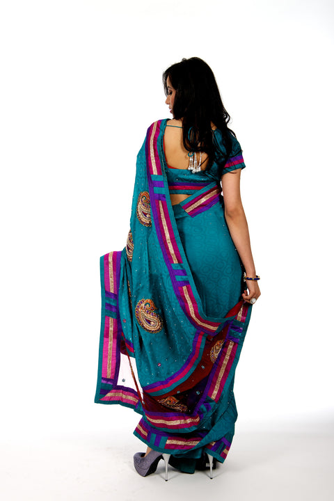 Color Block Party wear Sari