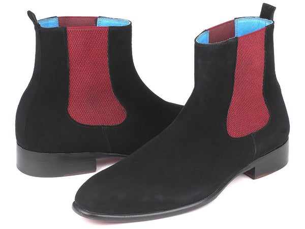 Paul Parkman Black Suede Chelsea Boots (ID#SD841BLK)