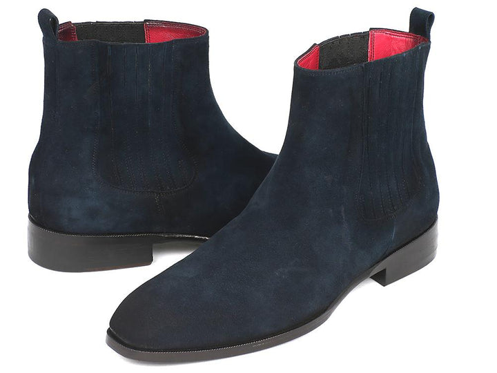Paul Parkman Navy Suede Chelsea Boots (ID#SD875NVY) Size 10.5-11 D(M) US