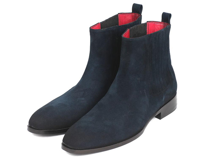 Paul Parkman Navy Suede Chelsea Boots (ID#SD875NVY) Size 9-9.5 D(M) US