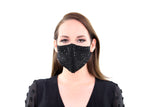 2 Pack Sequin Black Face Mask Bling Sparkle 3 Layer Reusable, Washable, Soft Fabric, Adjustable Ear Loops & Pocket for Filter