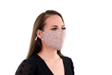 2 Pack Gold Reusable Face Masks 3 Layer Cotton Fabric with Pocket for Filter, Nose Strip and Adjustable Ear Loops