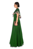 Deep Green Asymmetrical Cape Gown