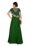 Deep Green Asymmetrical Cape Gown