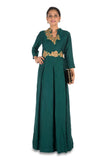 Dark Green Box Pleat Gown