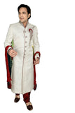 Traditional Off White Brocade Silk Indian Wedding Sherwani For Men