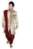 Classic Cream Brocade Silk Indian Wedding Sherwani For Men