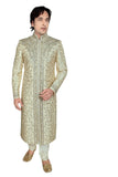 Fancy Brown Brocade Silk Indian Wedding Sherwani For Men